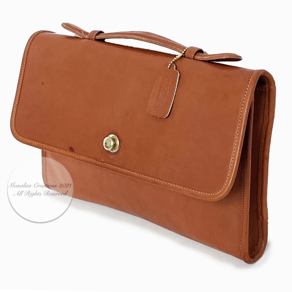 Coach Avenue Bag Crossbody Portfolio Brief #9886 British Tan Leather Vintage - Picture 7 of 14
